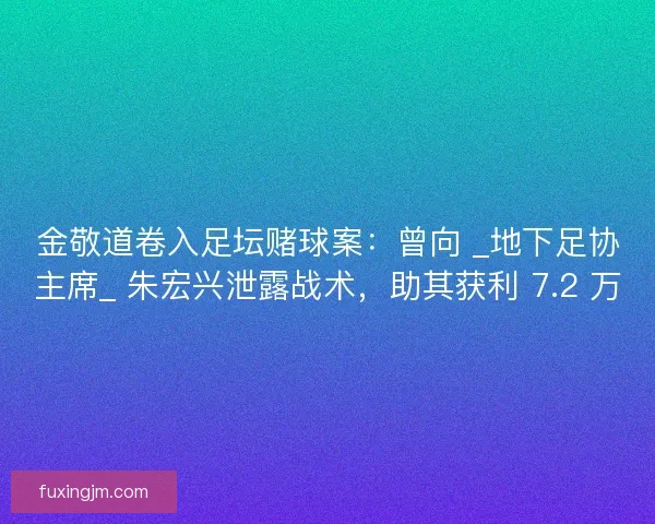金敬道卷入足坛赌球案：曾向 _地下足协主席_ 朱宏兴泄露战术，助其获利 7.2 万