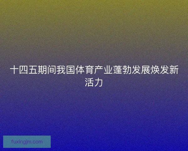 十四五期间我国体育产业蓬勃发展焕发新活力